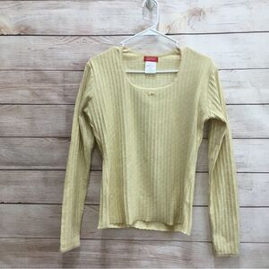 NEW WITH TAGS VINTAGE ESPRIT‎ RIBBED STRETCH KNIT TOP IN YELLOW